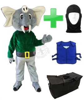Kostüm Elefant 10 + Kühlweste "Blue M24" + Tasche "Star" + Hygiene Maske (Hochwertig)
