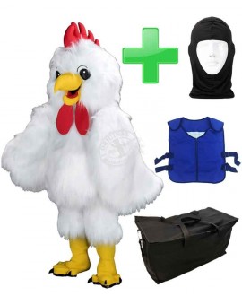 Kostüm Hahn / Huhn 5 + Kühlweste "Blue M24" + Tasche "Star" + Hygiene Maske (Hochwertig)