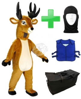 Kostüm Reh + Kühlweste "Blue M24" + Tasche "Star" + Hygiene Maske (Hochwertig)