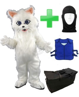 Kostüm Katze 8 + Kühlweste "Blue M24" + Tasche "Star" + Hygiene Maske (Hochwertig)