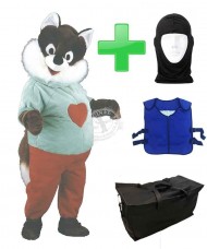 Kostüm Katze 9 + Kühlweste "Blue M24" + Tasche "Star" + Hygiene Maske (Hochwertig)