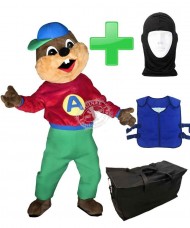 Kostüm Streifenhörnchen 6 + Kühlweste "Blue M24" + Tasche "Star" + Hygiene Maske (Hochwertig)
