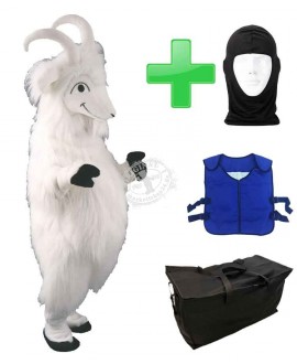 Kostüm Ziege 3 + Kühlweste "Blue M24" + Tasche "Star" + Hygiene Maske (Hochwertig)