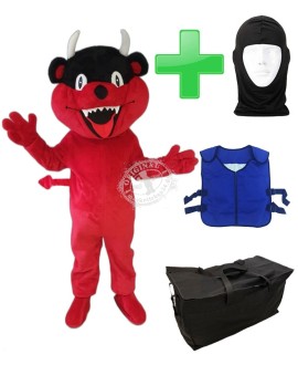 Kostüm Teufel 7 + Kühlweste "Blue M24" + Tasche "Star" + Hygiene Maske (Hochwertig)