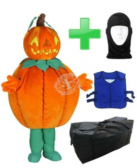 Kostüm Kürbis + Kühlweste "Blue M24" + Tasche "XL" + Hygiene Maske (Hochwertig)