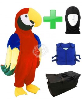 Kostüm Papagei + Kühlweste "Blue M24" + Tasche "Star" + Hygiene Maske (Hochwertig)
