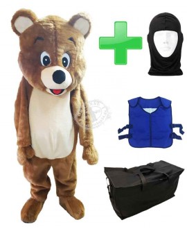 Kostüm Bär 27 + Kühlweste "Blue M24" + Tasche "Star" + Hygiene Maske (Hochwertig)