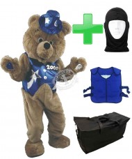 Kostüm Bär 17 + Kühlweste "Blue M24" + Tasche "Star" + Hygiene Maske (Hochwertig)