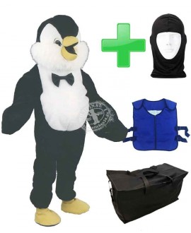 Kostüm Pinguin 8 + Kühlweste "Blue M24" + Tasche "Star" + Hygiene Maske (Hochwertig)