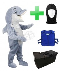 Kostüm Delfin 5 + Kühlweste "Blue M24" + Tasche "Star" + Hygiene Maske (Hochwertig)