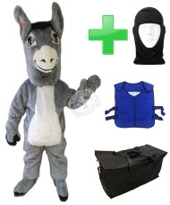 Kostüm Esel 3 + Kühlweste "Blue M24" + Tasche "Star" + Hygiene Maske (Hochwertig)