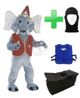 Kostüm Elefant 7 + Kühlweste "Blue M24" + Tasche "Star" + Hygiene Maske (Hochwertig)