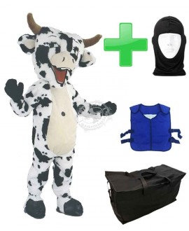Kostüm Kuh 6 + Kühlweste "Blue M24" + Tasche "Star" + Hygiene Maske (Hochwertig)
