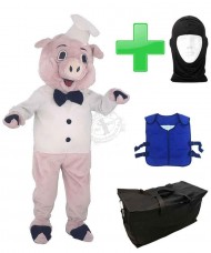 Kostüm Schwein 4 + Kühlweste "Blue M24" + Tasche "Star" + Hygiene Maske (Hochwertig)