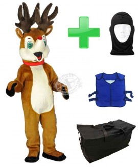 Kostüm Rentier / Hirsch 6 + Kühlweste "Blue M24" + Tasche "Star" + Hygiene Maske (Hochwertig)