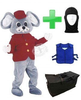 Kostüm Maus 13 + Kühlweste "Blue M24" + Tasche "Star" + Hygiene Maske (Hochwertig)