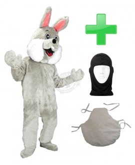 Angebot Oster Hasen Kostüm Grau + Kissen + Hygiene Maske (Promotion Qualität)