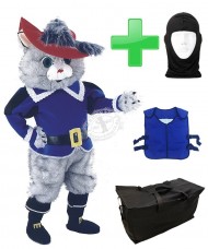 Kostüm Katze 10 + Kühlweste "Blue M24" + Tasche "Star" + Hygiene Maske (Hochwertig)