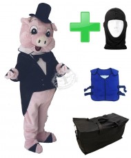 Kostüm Schwein 8 + Kühlweste "Blue M24" + Tasche "Star" + Hygiene Maske (Hochwertig)