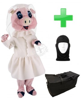 Maskottchen Schwein 9 + Tasche "Star" + Hygiene Maske (Hochwertig)