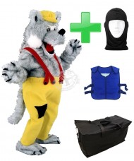 Kostüm Wolf 9 + Kühlweste "Blue M24" + Tasche "Star" + Hygiene Maske (Hochwertig)