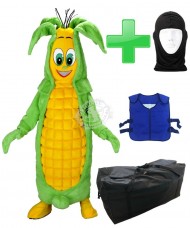 Kostüm Maiskolben + Kühlweste "Blue M24" + Tasche "XL" + Hygiene Maske (Hochwertig)