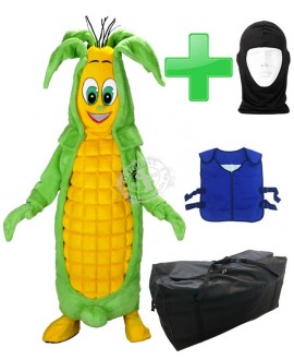 Kostüm Maiskolben + Kühlweste "Blue M24" + Tasche "XL" + Hygiene Maske (Hochwertig)