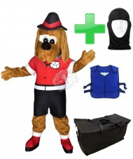 Kostüm Hund 24 + Kühlweste "Blue M24" + Tasche "Star" + Hygiene Maske (Hochwertig)