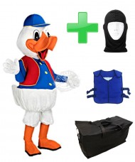 Kostüm Ente 1 + Kühlweste "Blue M24" + Tasche "Star" + Hygiene Maske (Hochwertig)