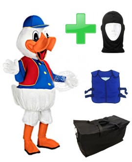 Kostüm Ente 1 + Kühlweste "Blue M24" + Tasche "Star" + Hygiene Maske (Hochwertig)