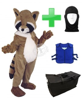 Kostüm Waschbär / Dachs 4 + Kühlweste "Blue M24" + Tasche "Star" + Hygiene Maske (Hochwertig)