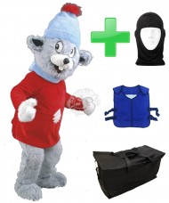 Kostüm Maus 21 + Kühlweste "Blue M24" + Tasche "Star" + Hygiene Maske (Hochwertig)