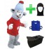 Kostüm Maus 21 + Kühlweste "Blue M24" + Tasche "Star" + Hygiene Maske (Hochwertig)