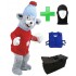 Kostüm Maus 7 + Kühlweste "Blue M24" + Tasche "Star" + Hygiene Maske (Hochwertig)