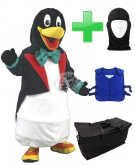 Kostüm Pinguin 9 + Kühlweste "Blue M24" + Tasche "Star" + Hygiene Maske (Hochwertig)