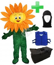 Kostüm Sonnenblume + Kühlweste "Blue M24" + Tasche "Star" + Hygiene Maske (Hochwertig)