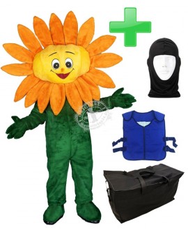 Kostüm Sonnenblume + Kühlweste "Blue M24" + Tasche "Star" + Hygiene Maske (Hochwertig)
