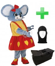 Kostüm Maus 22 + Tasche "Star" + Hygiene Maske (Hochwertig)