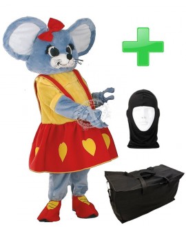 Kostüm Maus 22 + Tasche "Star" + Hygiene Maske (Hochwertig)