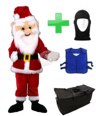 Kostüm Weihnachtsmann + Kühlweste "Blue M24" + Tasche "Star" + Hygiene Maske (Hochwertig)