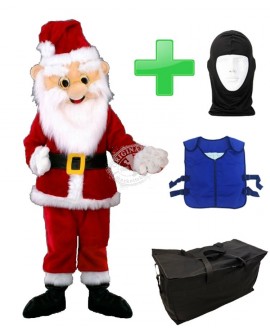 Kostüm Weihnachtsmann + Kühlweste "Blue M24" + Tasche "Star" + Hygiene Maske (Hochwertig)