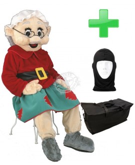 Kostüm Weihnachtsfrau Nikolausfrau + Tasche "Star" + Hygiene Maske (Hochwertig)