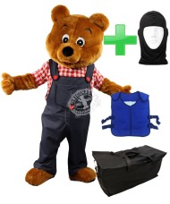 Kostüm Bär 19 + Kühlweste "Blue M24" + Tasche "Star" + Hygiene Maske (Hochwertig)