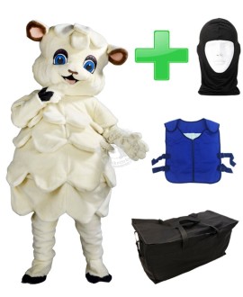 Kostüm Schaf 3 + Kühlweste "Blue M24" + Tasche "Star" + Hygiene Maske (Hochwertig)