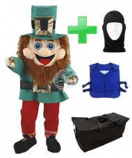 Kostüm St. Patrick's Kobold 1 + Kühlweste "Blue M24" + Tasche "Star" + Hygiene Maske (Hochwertig)