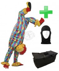 Kostüm Clown 7 + Tasche "Star" + Hygiene Maske (Hochwertig)
