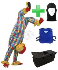 Kostüm Clown 7 + Kühlweste "Blue M24" + Tasche "Star" + Hygiene Maske (Hochwertig)