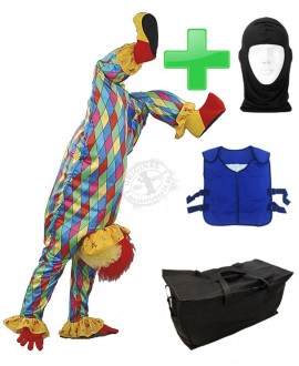 Kostüm Clown 7 + Kühlweste "Blue M24" + Tasche "Star" + Hygiene Maske (Hochwertig)