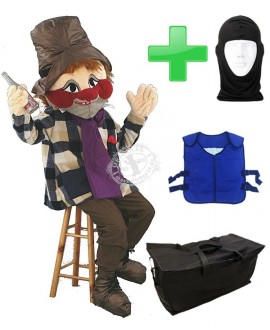 Person Mann "Schlucki" Kostüm + Kühlweste "Blue M24" + Tasche "Star" + Hygiene Maske (Hochwertig)