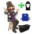 Person Mann "Schlucki" Kostüm + Kühlweste "Blue M24" + Tasche "Star" + Hygiene Maske (Hochwertig)